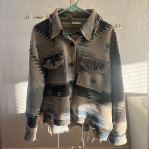 Oversized aztec print shacket.